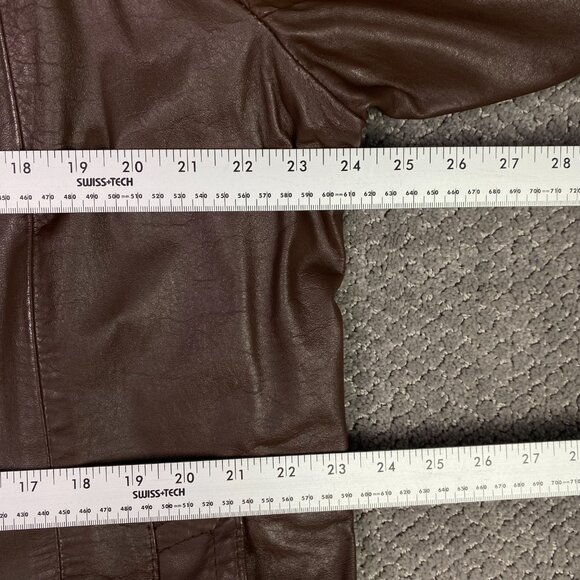 Vintage 70s Sears Leather Jacket Men's 44 Brown Fight Club Overcoat Top Coat - Picture 9 of 14